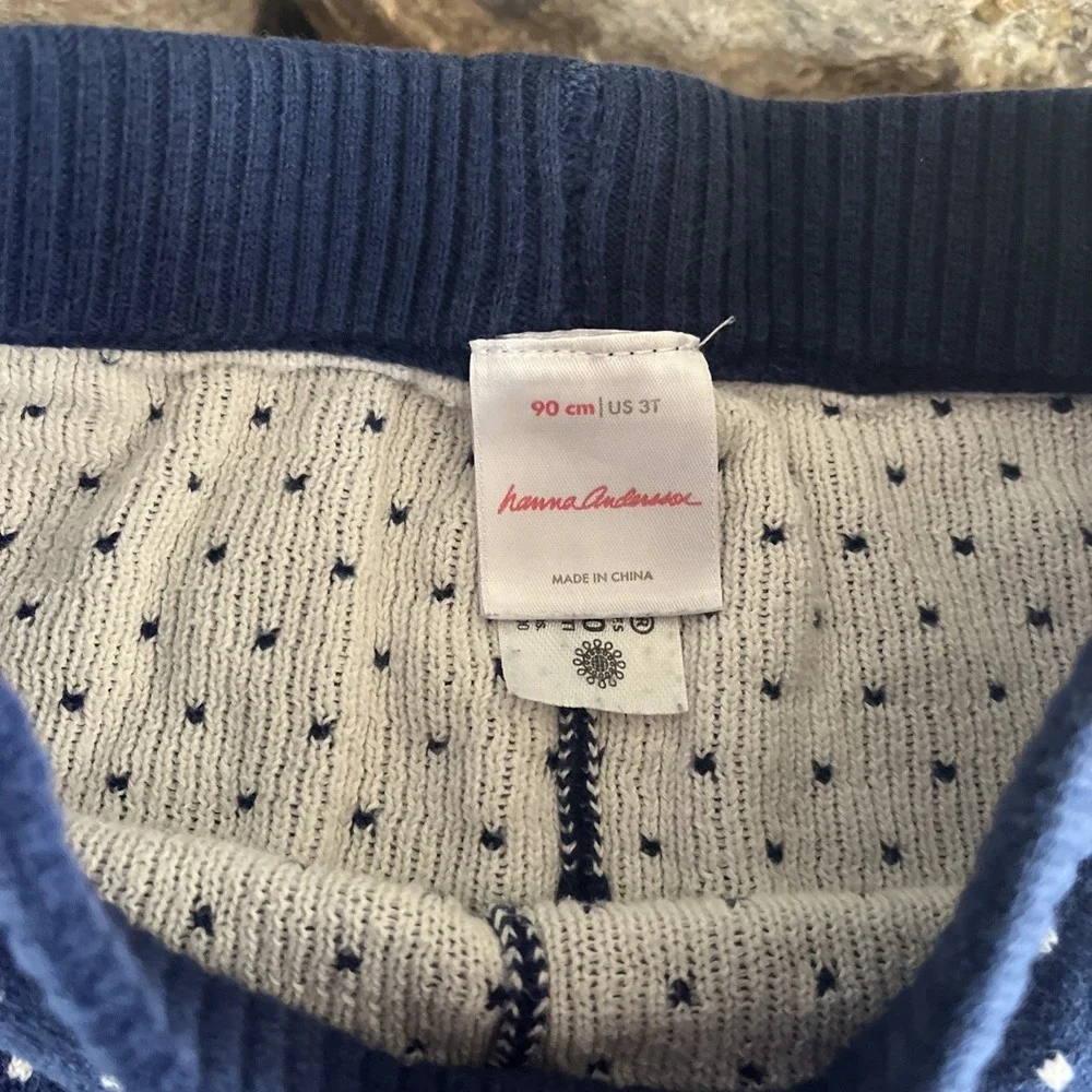 Hanna Andersson Toddler Size 3T Blue Green Christmas Santa Knit Unisex Pants